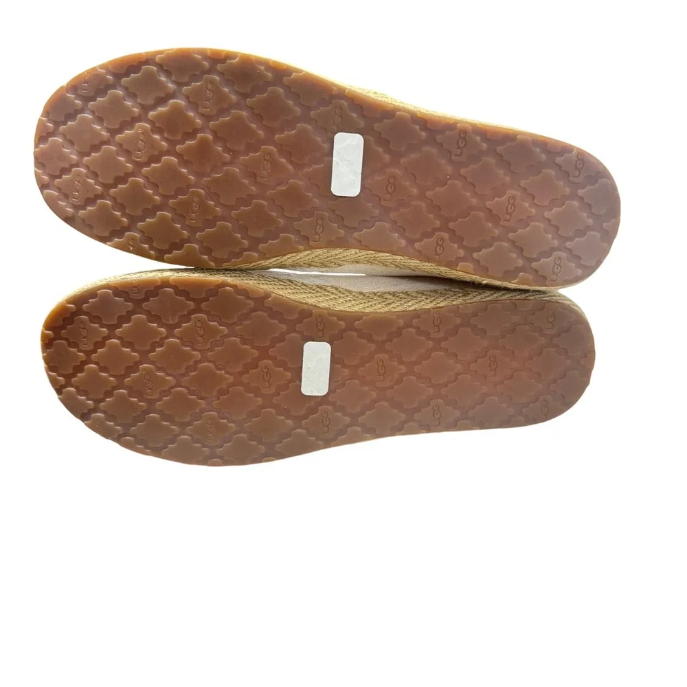 UGG Indah Espadrille Flats Womens 8 Cream Canvas Slip-On Jute Sole 1003493